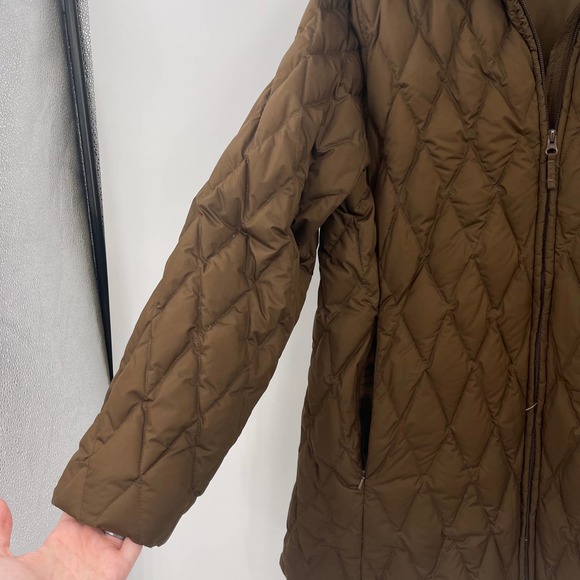 Lands’ End Goose Down Quilted Puffer Jacket Womens Sz 14/16 Brown Warm Winter - Picture 2 of 11